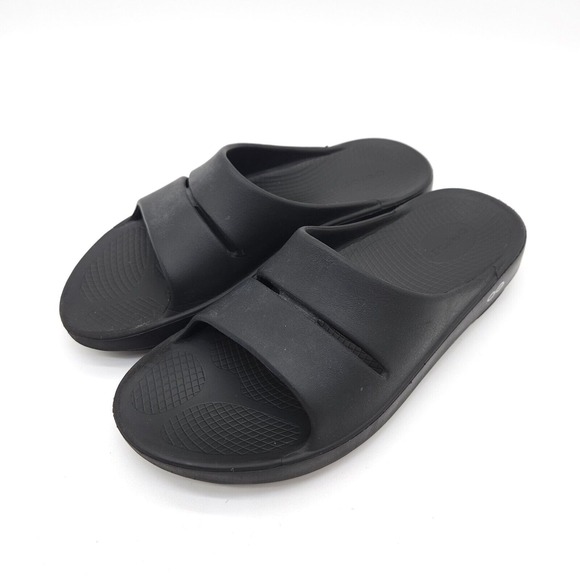 OOFOS OOahh Slide (Mens‎ 9 Womens 11) Recovery Sandals Slip On Black Comfort - Picture 1 of 8
